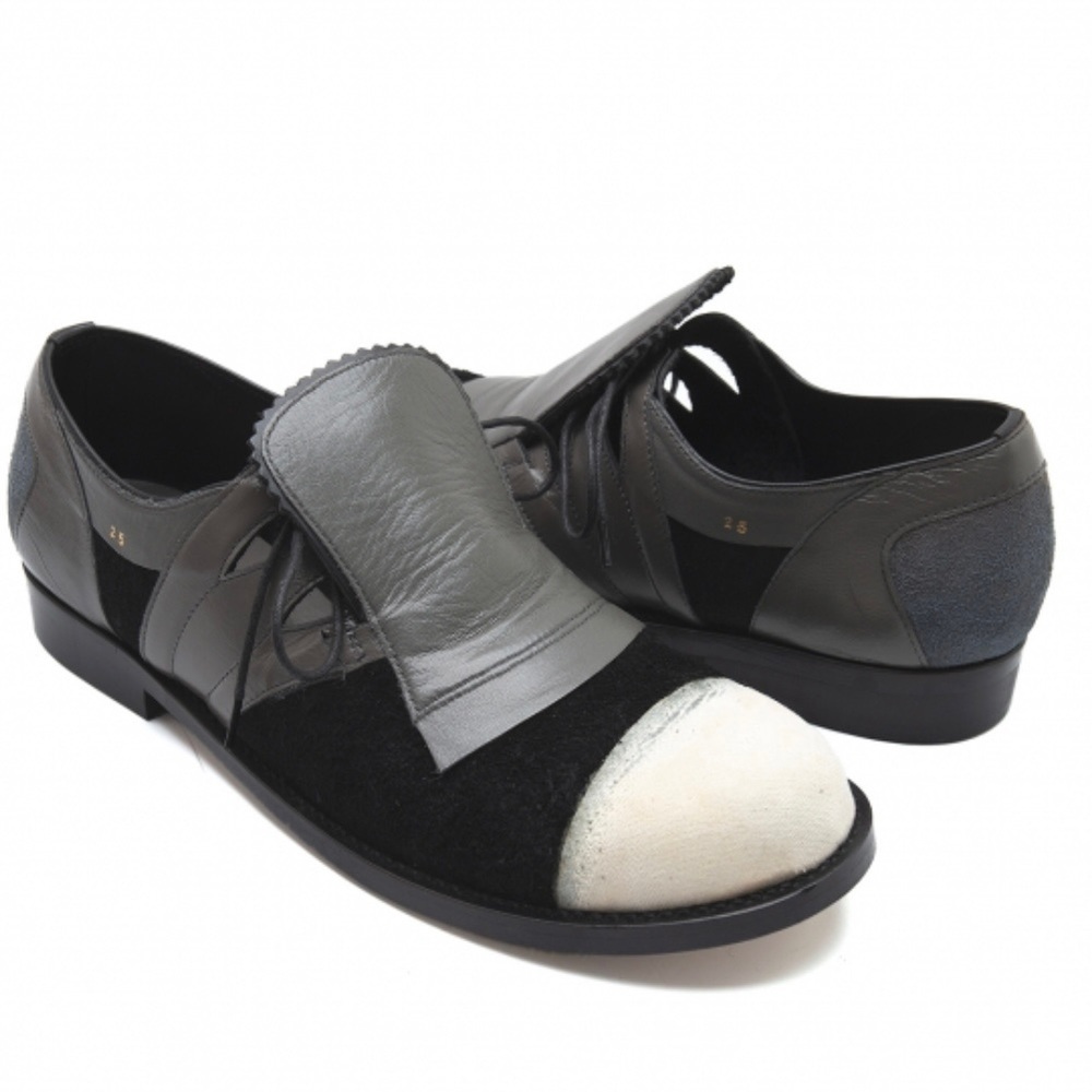 COMME des GARÇONS Two-Tone Leather Suede Derby Shoes Flat Oxfords NEW